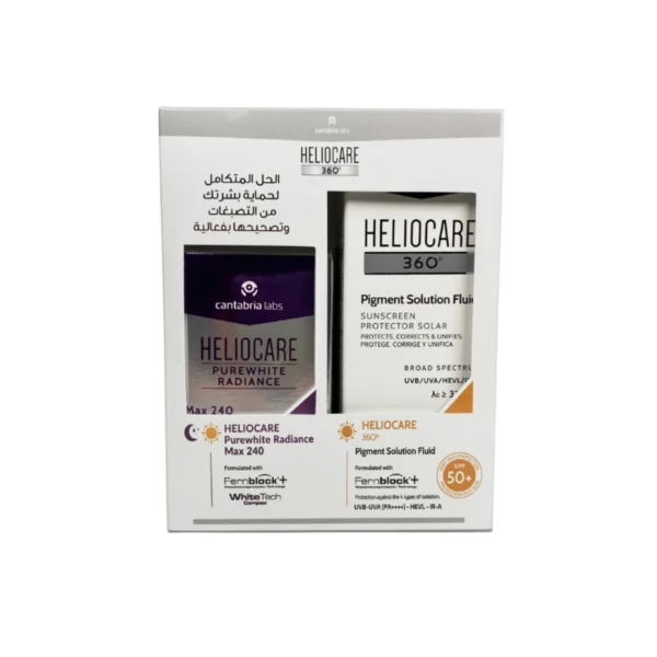 Heliocare 360 Pigment Solution Fluid SPF 50+ + Heliocare Purewhite Radiance Max 240 Oral Capsules عرض خاص