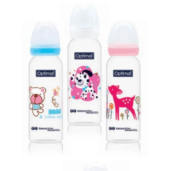 Optimal Slim Waist Feeding Bottle 240ML Orthodontic ,peak 1 ,Blue