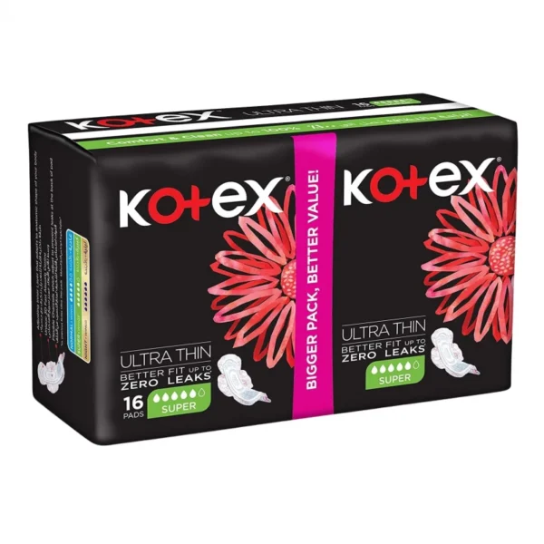 Kotex Ultra Thin Super With Wings Pads, 16 Pads