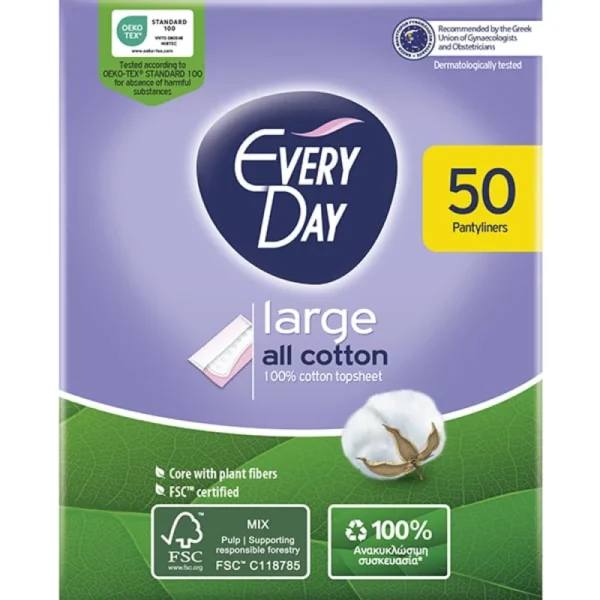 EveryDay All Cotton Large Pantyliners 50 Count