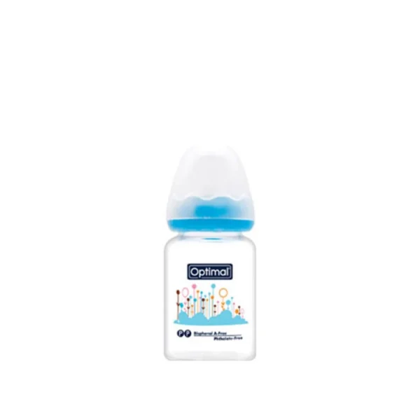 Optimal Glass Baby Bottle 60ml Blue, Heat Resistant, Sterilizer Safe, Newborn Feeding