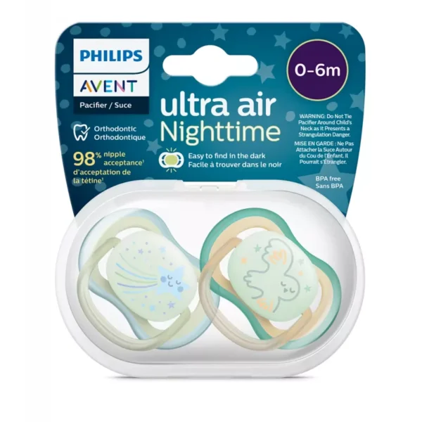 Philips Avent ultra air Nighttime Soother Blue & Green (0-6 m)