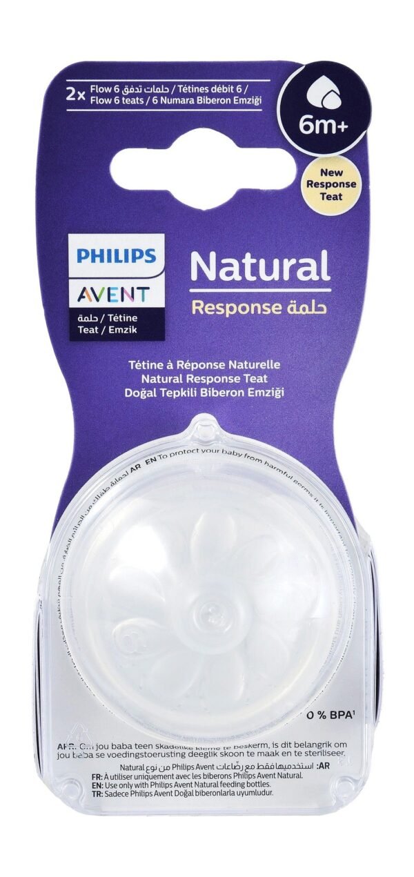 Philips Avent Natural Response Bottle Teat 6 Months+ - Size 6, 2 Pieces