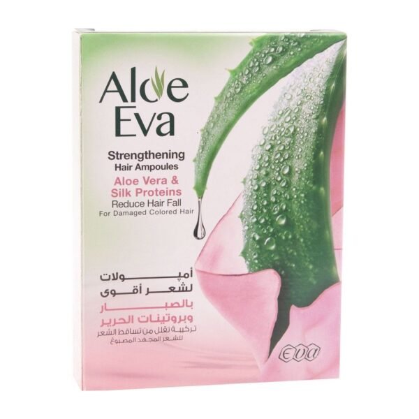 Aloe Eva Strengthening Hair Ampoules with Aloe Vera & Silk Protein for Damaged Colored Hair, 4x15ml