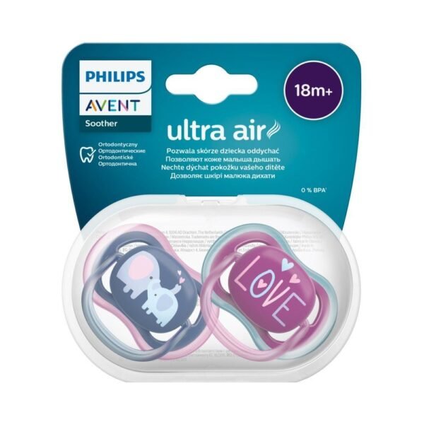 Philips Avent Girl Ultra Air Pacifier for 18+ Months, 2 Pieces