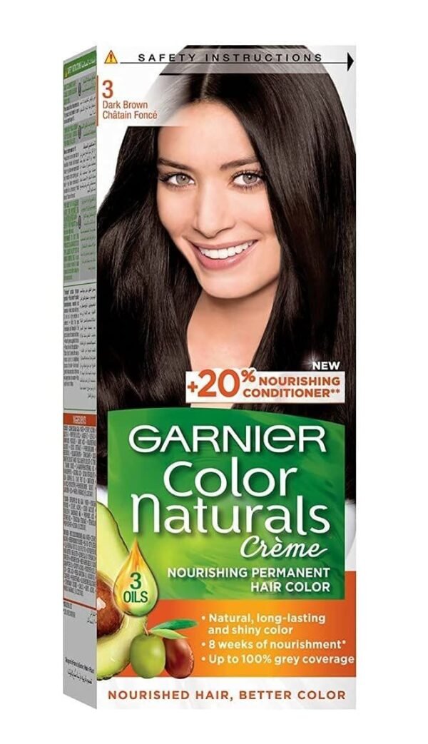 Garnier Color Naturals Creme Nourishing Permanent Hair Color - 3 Dark Brown, 2 Pieces