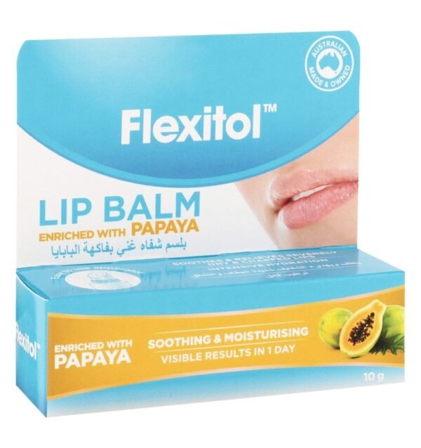 Flexitol Moisturizing, Soothing & Relieving Lip Balm Papaya Flavor for Dry & Chapped Lips, 1 Piece