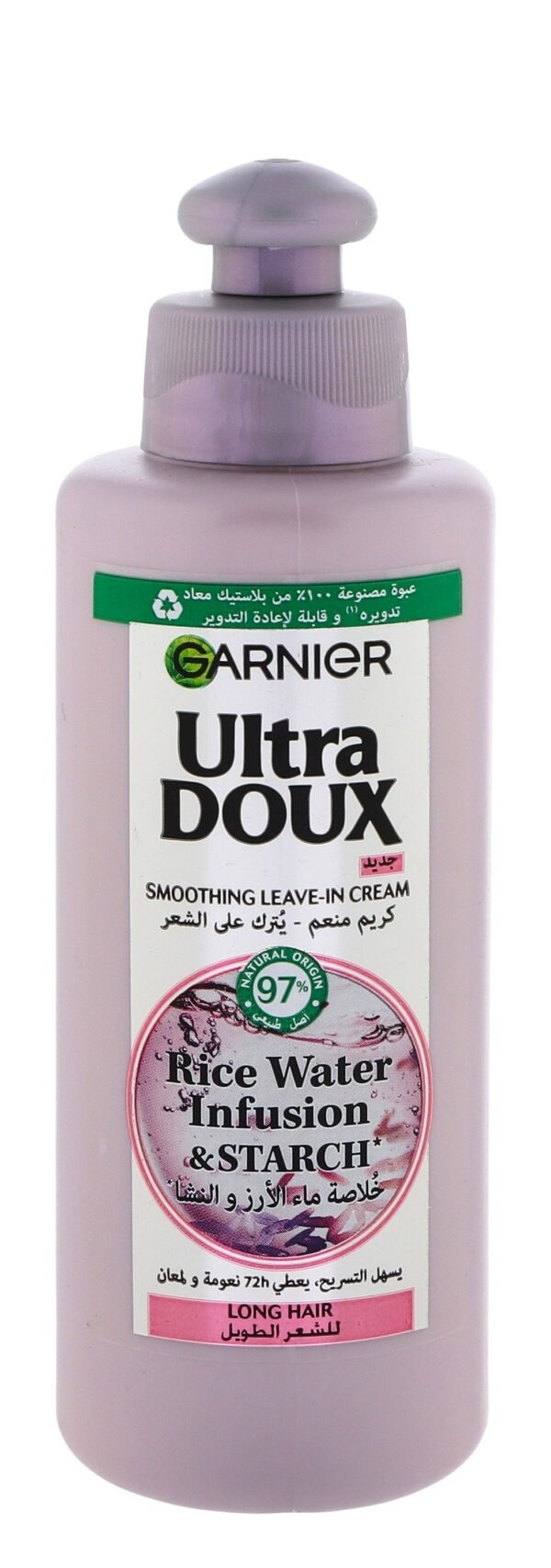 Garnier Ultra Doux Smoothing & Shining Leave-In Cream Infused with Rice Water & Starch Extracts for Long Hair, 200ml