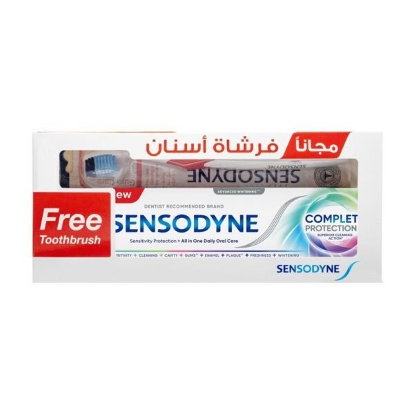 Sensodyne Complete Protection Advanced Whitening Toothpaste, 75ml + Toothbrush Pack