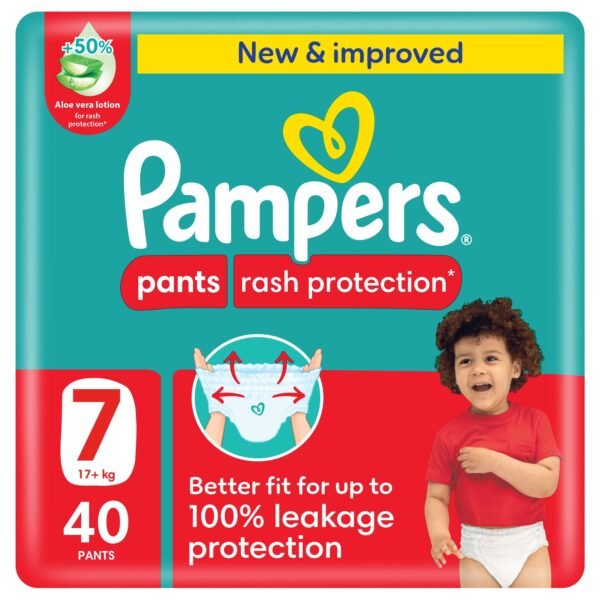 Pampers Rash Protection Pants Diapers with Aloe Vera Lotion Size 7 (20+kg), 40 Pcs