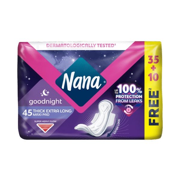 Nana Maxi Thick Night Pads with Wings, 45 Count