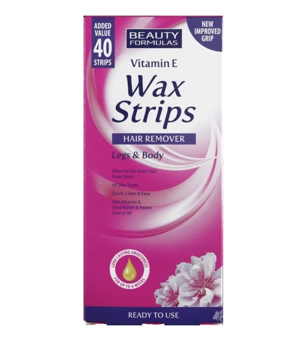 Beauty Formulas Wax Strips Hair Remover Legs & Body, 40 Count