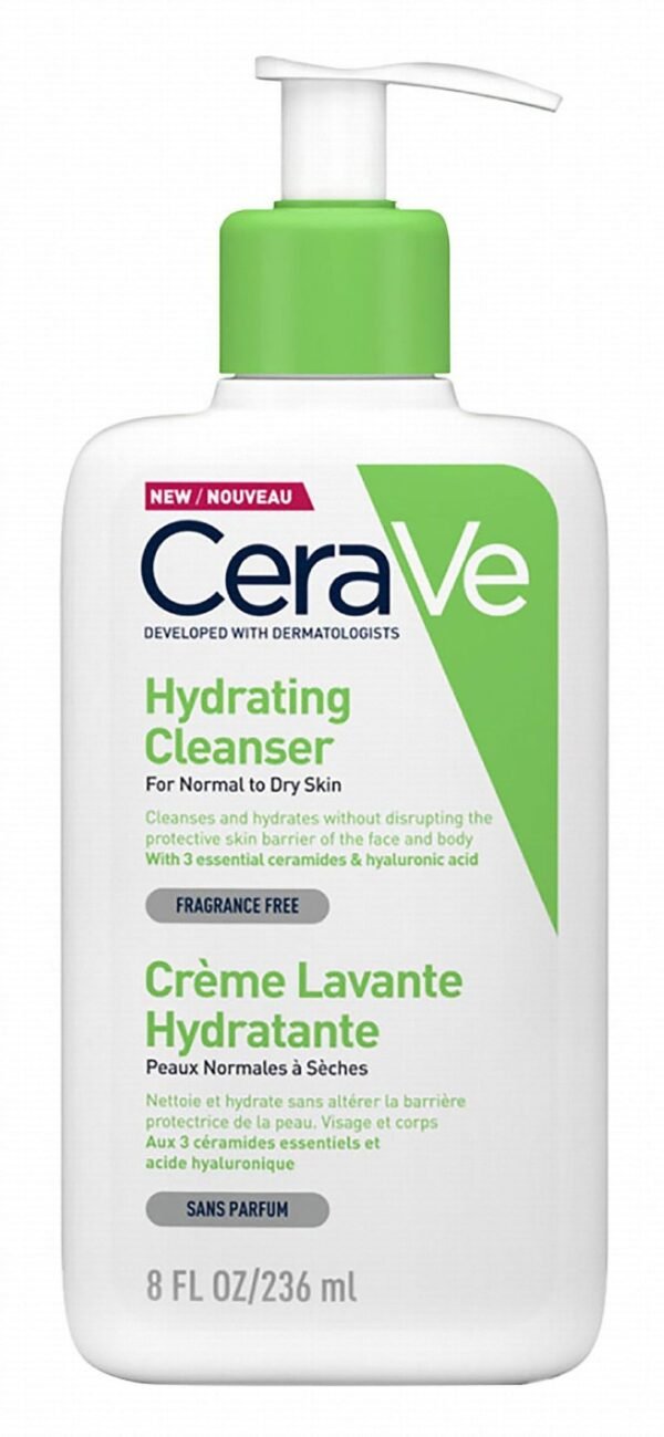 CeraVe Hypoallergenic Hydrating Face & Body Cleanser with Ceramides & Hyaluronic Acid for Normal to Dry Skin, 236ml