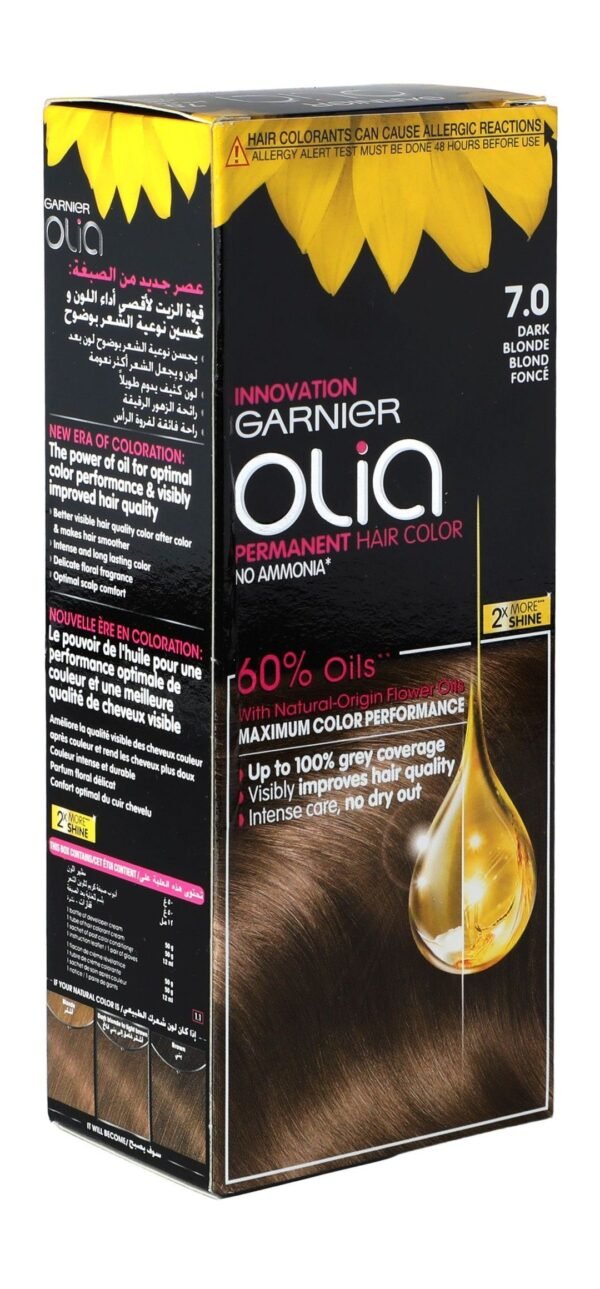 Garnier Olia Permanent Hair Color with Natural Flower Oils Dark Blonde 7.0, 1 Pack