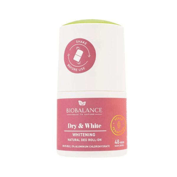 BioBalance Dry & White Whitening Natural Deodorant Roll On, 50 ml