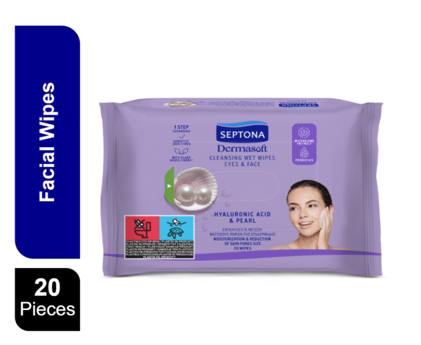 Septona Daily Clean Facial Wipes With Hyaluronic Acidand Pro-Vitamin B5 20 Wipes