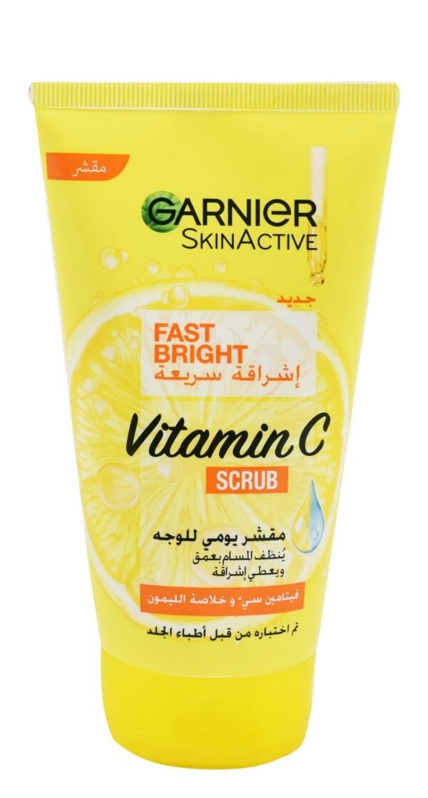 Garnier Skin Active Fast Bright Facial Scrub with Vitamin C & Lemon Extract, 150ml