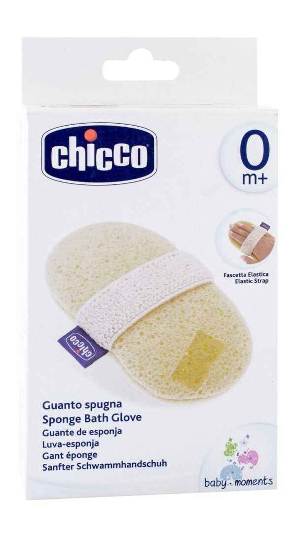 Chicco Sponge Bath Glove with Elastic Strap for Babies (0+ Months), 1 Piece