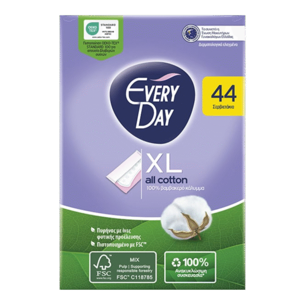 Everyday Daily Liners All Cotton Extra Long, 44 Pieces