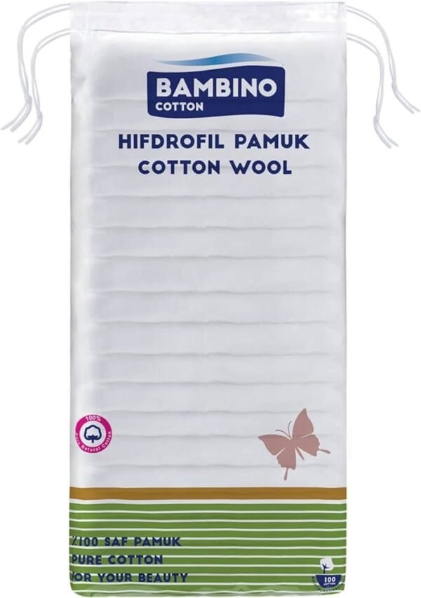 Bambino Hydrophilic Cotton Wool Pads, 50 Pieces