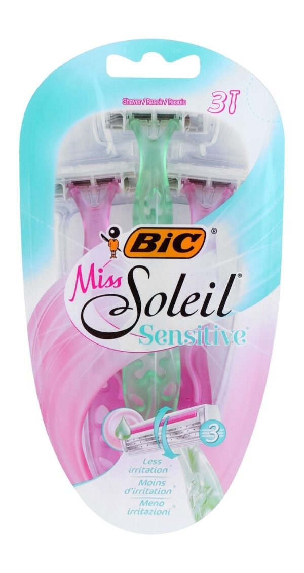 BiC Miss Soleil Sensitive Shaving Razors with 3 Blades, 3 Pieces