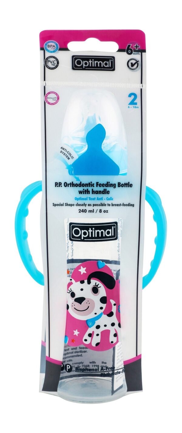 Optimal Orthodontic Feeding Bottle With Handle, 240ml