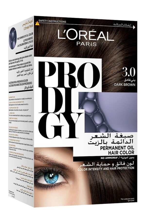 L'Oreal Prodigy Permanent Oil Hair Color Dark Brown 3.0, 1 Pack