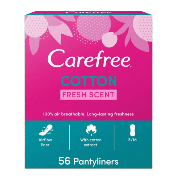 Carefree Small to Medium Cotton Pantyliners Fresh Scent, 56 Pieces