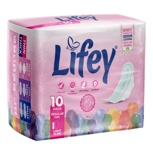 Lifey Regular Thin Feminine Pads, 10 Pads
