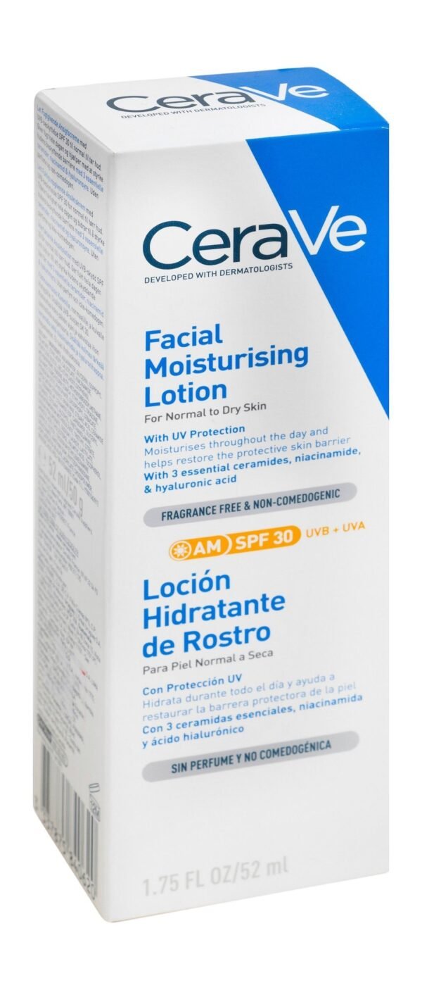 CeraVe Moisturizing Facial Day Lotion with Hyaluronic Acid, Niacinamide & Ceramides Normal to Dry Skin SPF30, 52ml