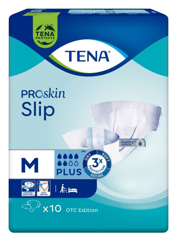 Tena Slip Premium Adult Diapers, Medium, 80x115cm, 10 Pieces.