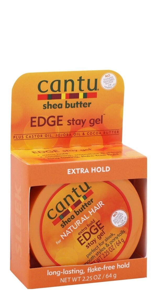 Cantu Edge Stay Gel Extra Hold with Castor Oil, Jojoba Oil & Shea Butter, 64g