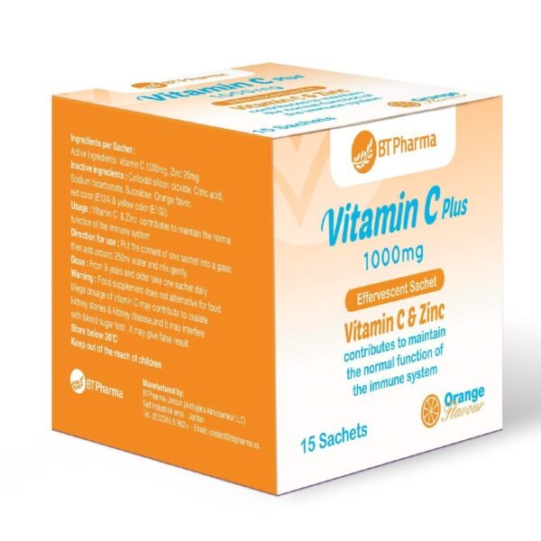 BTPharma 1000mg Vitamin C Plus Sachets, 15 Pieces