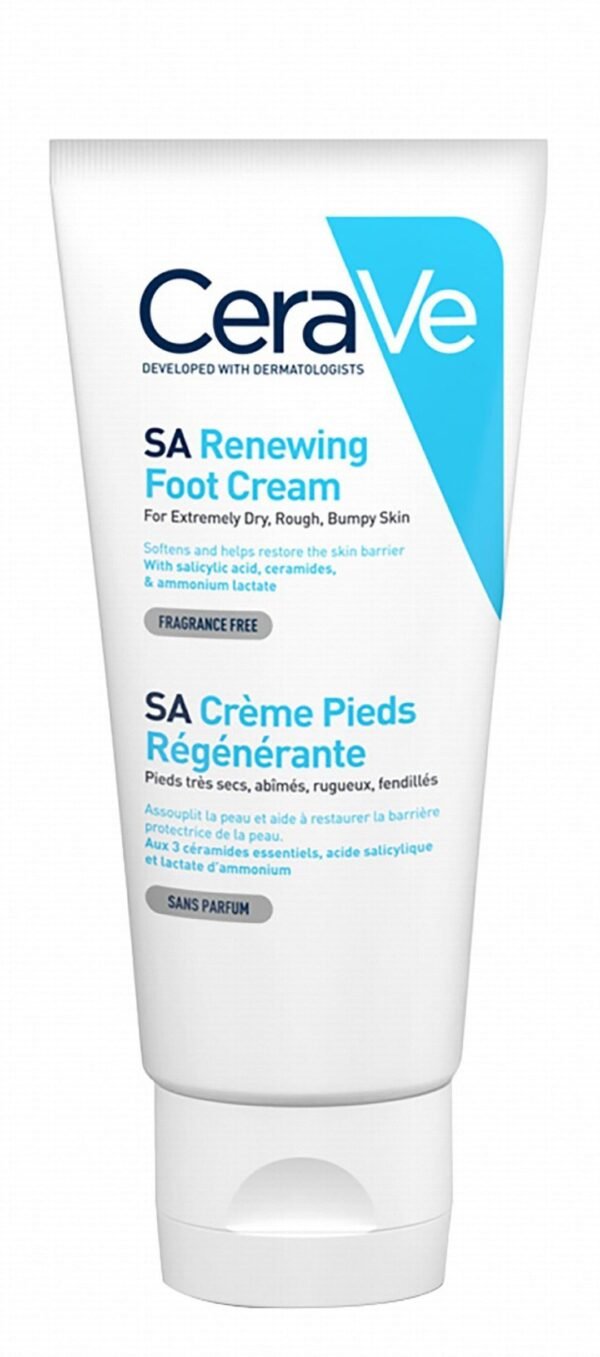 CeraVe SA Renewing Foot Cream with Salicylic Acid, Ceramides & Ammonium Lactate for Extremely Dry, Rough & Bumpy Skin, 88ml