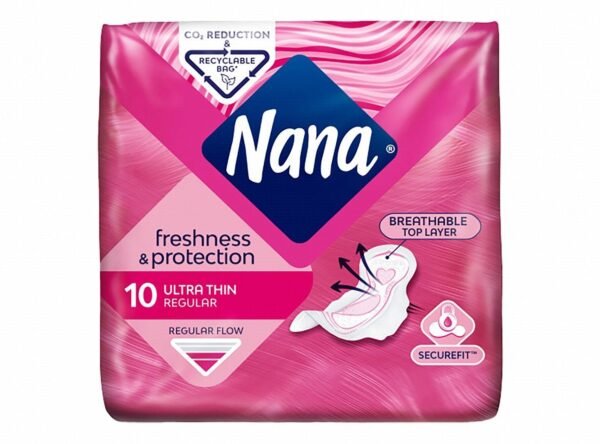 Nana Freshness & Protection Ultra Thin Regular Pads with Wings, 10 Pieces