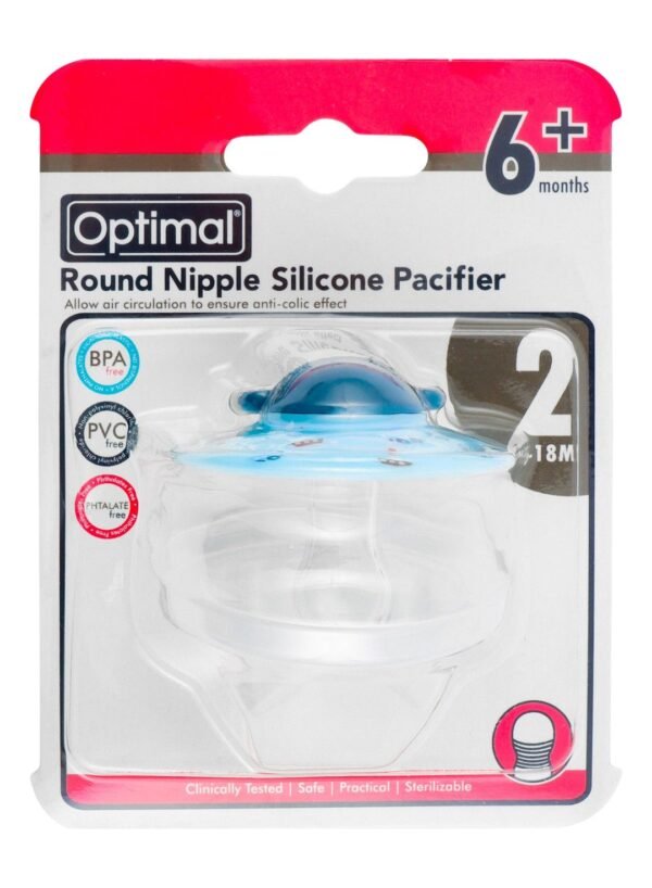 Optimal Round nipple silicone pacifier 6+