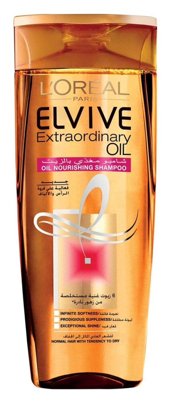 L'Oreal Elvive Extraordinary Oil Nourishing Shampoo with 6 Flower Oils for Normal to Dry Hair, 400ml