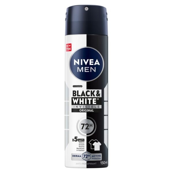 Nivea Men Black & White Spray Deodorant 72H, 150ml