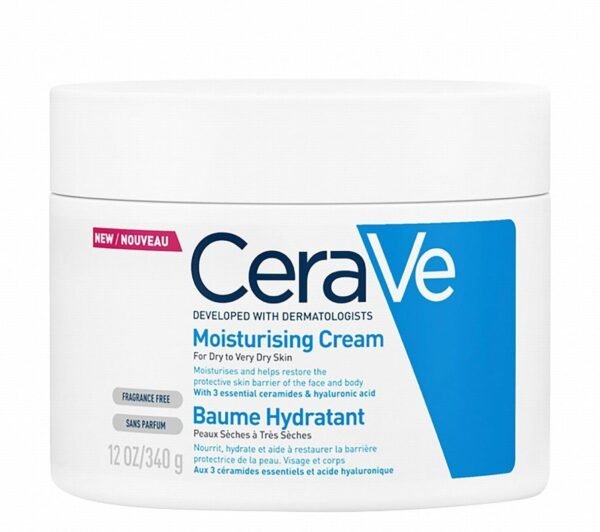 CeraVe Hypoallergenic Moisturizing Face & Body Cream with Ceramides & Hyaluronic Acid for Dry to Very Dry Skin, 340g