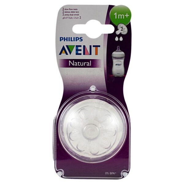 Philips Avent Natural Slow Flow Teats (1+ Month), 2 Pieces