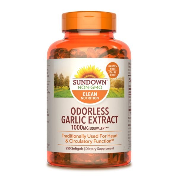 Sundown Naturals Dietary Supplement Odorless Garlic 1000mg, 250 Softgels