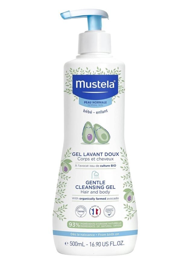 Mustela Baby Hair & Body Cleansing Gel with Organic Avocado Extract for Normal Skin, 500ml
