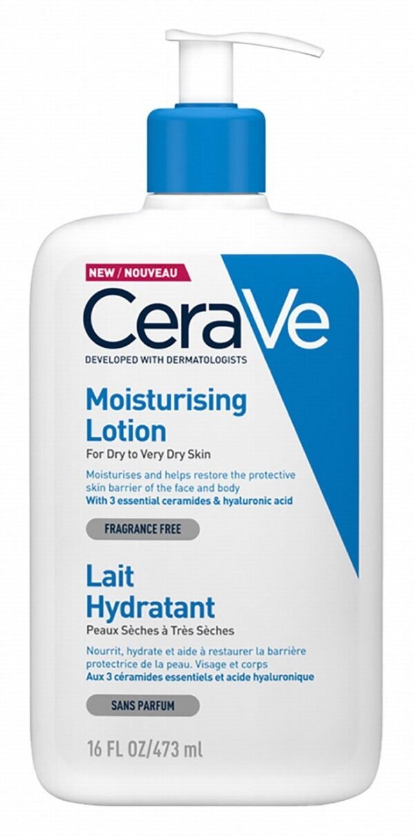 CeraVe Hypoallergenic Moisturizing Face & Body Lotion with Ceramides & Hyaluronic Acid for Dry Skin, 473ml