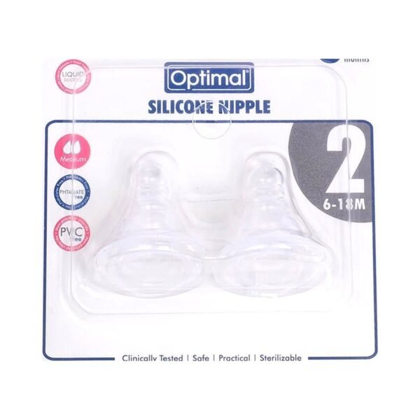 Optimal Regular Silicone Nipple, 2 Pieces