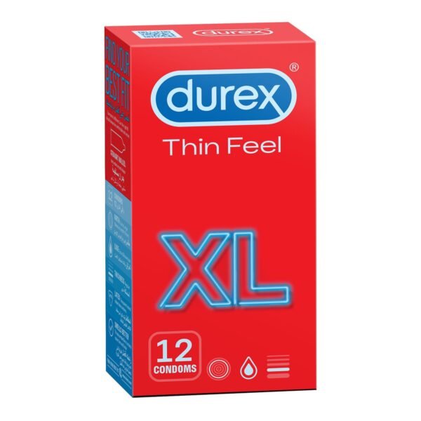 Durex Thin Feel XL Latex Condoms, 12 Pieces