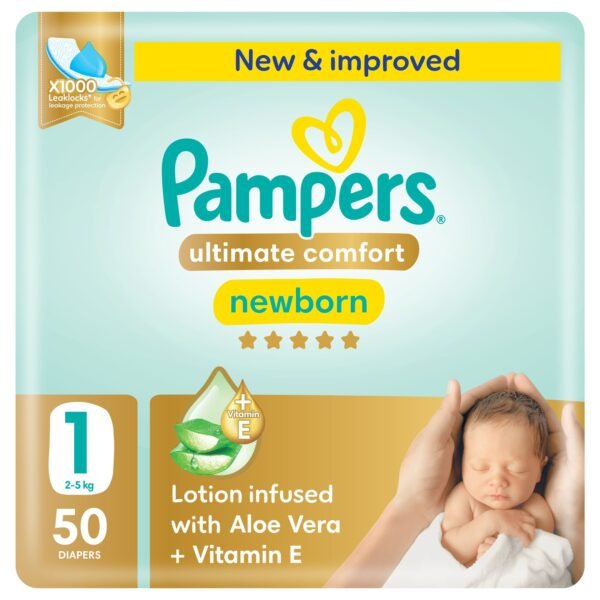 Pampers Ultimate Comfort Taped Baby Diapers, Size 1, 2-5kg, 50 Pieces