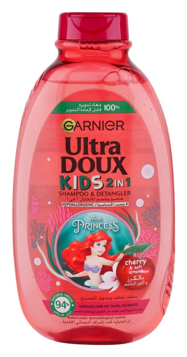 Garnier Ultra Doux Kids Hypoallergenic 2in1 Detangling Shampoo with Cherry & Soft Almonds Extracts, 400ml