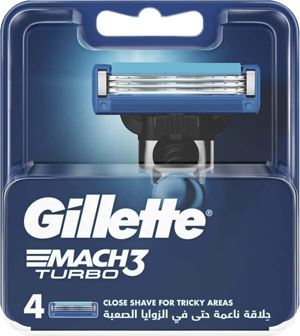 Gillette Mach3 Turbo 3D Blade Refills, 4 Pieces