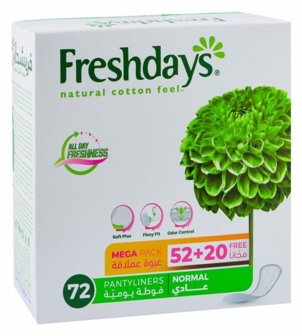 Freshdays Natural Cotton Feel Normal Panty Liners, 72 Pieces