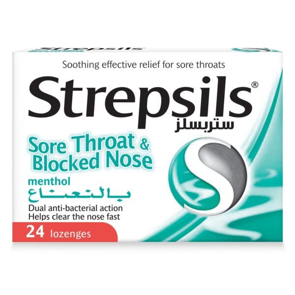 Strepsils Menthol Sore Throat & Blocked Nose Relief Lozenges, 24 Lozenges